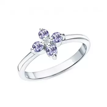 Серебряное кольцо с танзанитами природными