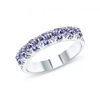 Серебряное кольцо с танзанитами природными