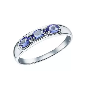 Серебряное кольцо с танзанитами природными