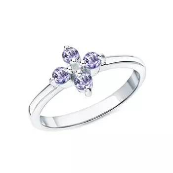 Серебряное кольцо с танзанитами природными