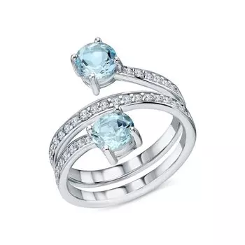 Серебряное кольцо с топазами и фианитами