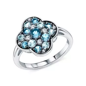 Серебряное кольцо с топазами и фианитами