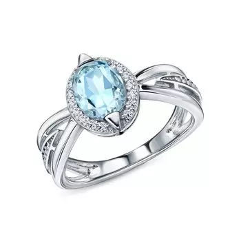 Серебряное кольцо с топазом и фианитами