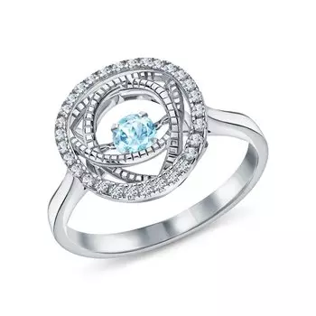 Серебряное кольцо с топазом и фианитами