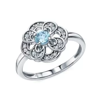 Серебряное кольцо с топазом и фианитами