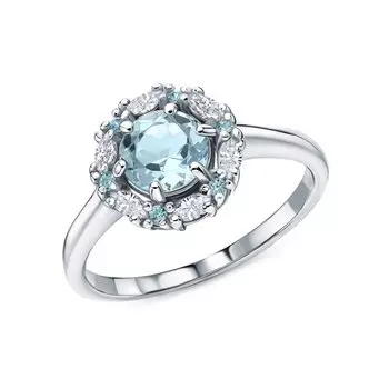 Серебряное кольцо с топазом природным и фианитами