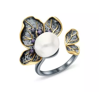 Серебряное кольцо с жемчугом