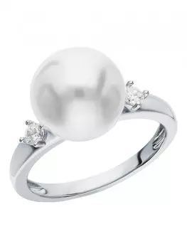 Серебряное кольцо с жемчугом и фианитами