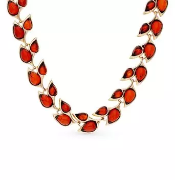 Серебряное колье с янтарями природными