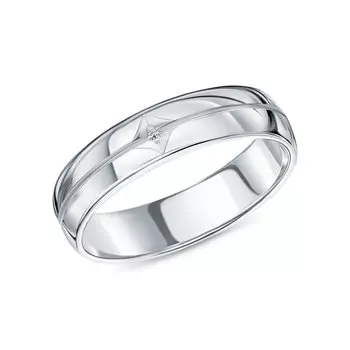 Серебряное обручальное кольцо с бриллиантами