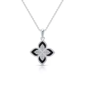 Серебряное шейное украшение с агатом и фианитами