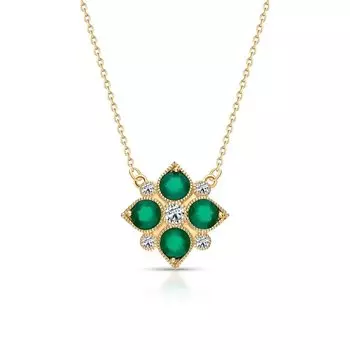 Серебряное шейное украшение с агатом и фианитами