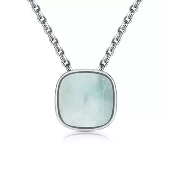 Серебряное шейное украшение с аквамарином природным