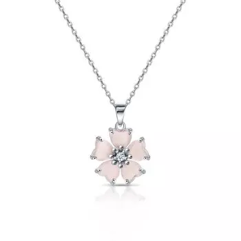 Серебряное шейное украшение с алпанитами и фианитом