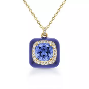 Серебряное шейное украшение с эмалью и фианитами