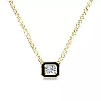 Серебряное шейное украшение с эмалью и фианитом