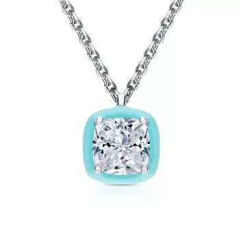 Серебряное шейное украшение с эмалью и фианитами