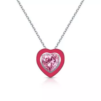 Серебряное шейное украшение с эмалью и фианитами