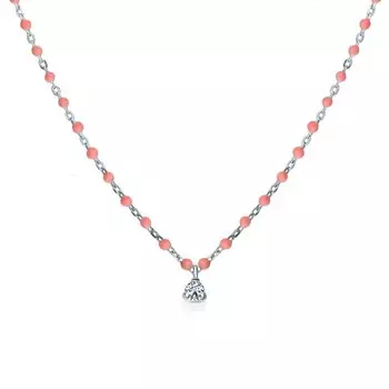 Серебряное шейное украшение с эмалью и фианитом