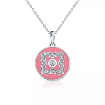 Серебряное шейное украшение с эмалью и фианитами