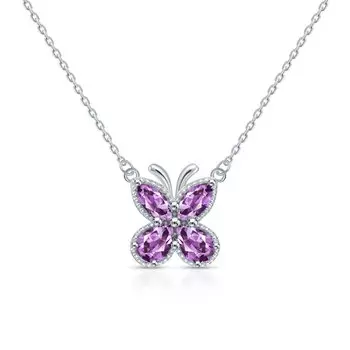 Серебряное шейное украшение с аметистами