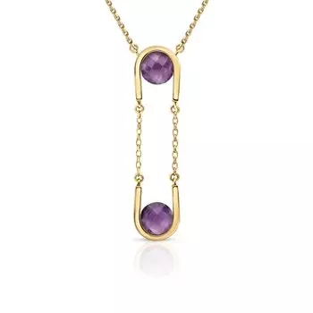 Серебряное шейное украшение с аметистами природными