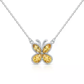 Серебряное шейное украшение с цитринами природными