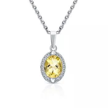 Серебряное шейное украшение с цитрином и фианитами