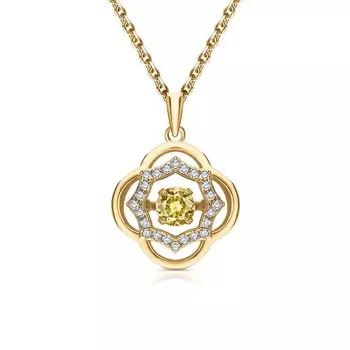 Серебряное шейное украшение с цитрином и фианитами