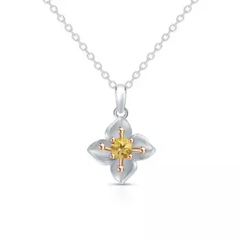 Серебряное шейное украшение с цитрином природным