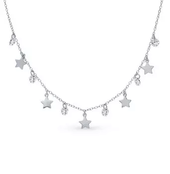 Серебряное шейное украшение с фианитами