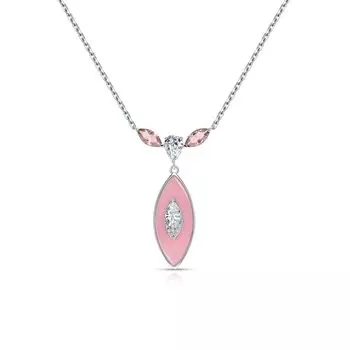 Серебряное шейное украшение с фианитами, халцедоном и горными хрусталями природными