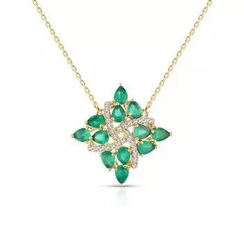 Серебряное шейное украшение с фианитами и агатами природными