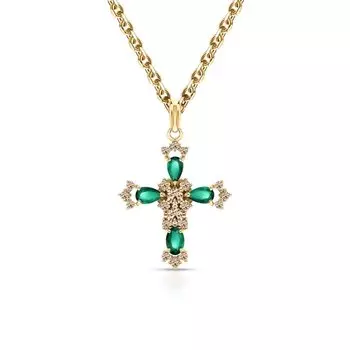 Серебряное шейное украшение с фианитами и агатами природными