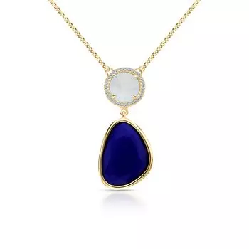 Серебряное шейное украшение с фианитами и алпанитом