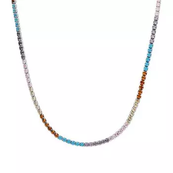 Серебряное шейное украшение с фианитами и алпанитом