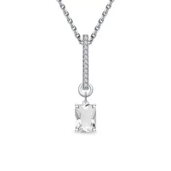 Серебряное шейное украшение с фианитами и горными хрусталями природными