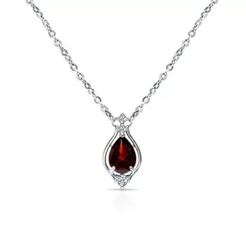 Серебряное шейное украшение с фианитами и гранатами природными