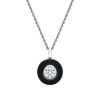 Серебряное шейное украшение с фианитами и керамикой