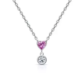 Серебряное шейное украшение с фианитами и корундом