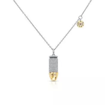 Серебряное шейное украшение с фианитами и корундом