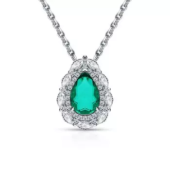 Серебряное шейное украшение с фианитами и кварцем дублетом