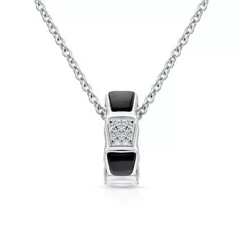 Серебряное шейное украшение с фианитами и ониксом