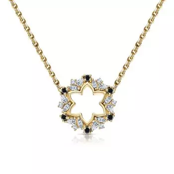 Серебряное шейное украшение с фианитами и шпинелями природными