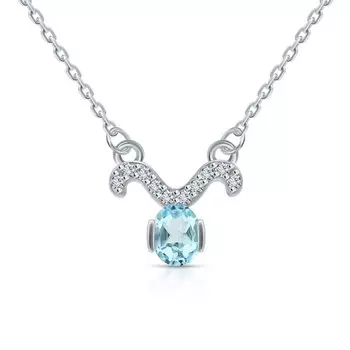 Серебряное шейное украшение с фианитами и топазами "Телец"