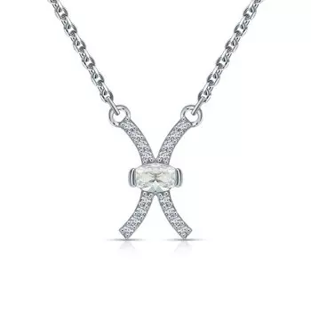 Серебряное шейное украшение с фианитами и топазами "Рыбы"