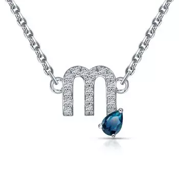 Серебряное шейное украшение с фианитами и топазами "Скорпион"