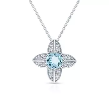 Серебряное шейное украшение с фианитами и топазами