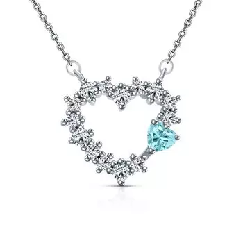 Серебряное шейное украшение с фианитами и топазами природными