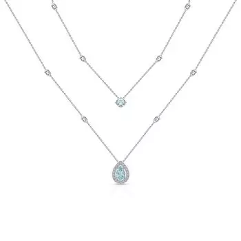 Серебряное шейное украшение с фианитами и топазами природными